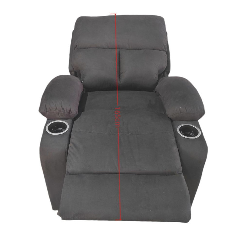 Poltrona recliner Ninetta manuale microfibra nera portabicchieri