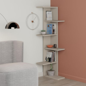 Libreria angolare Saso 5 ripiani cashmere salvaspazio moderna