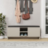 Panca scarpiera Zulla cashmere con cuscino e 2 ante