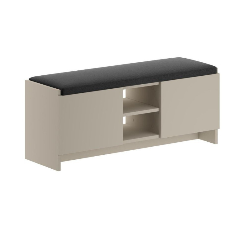 Panca scarpiera Zulla cashmere con cuscino e 2 ante