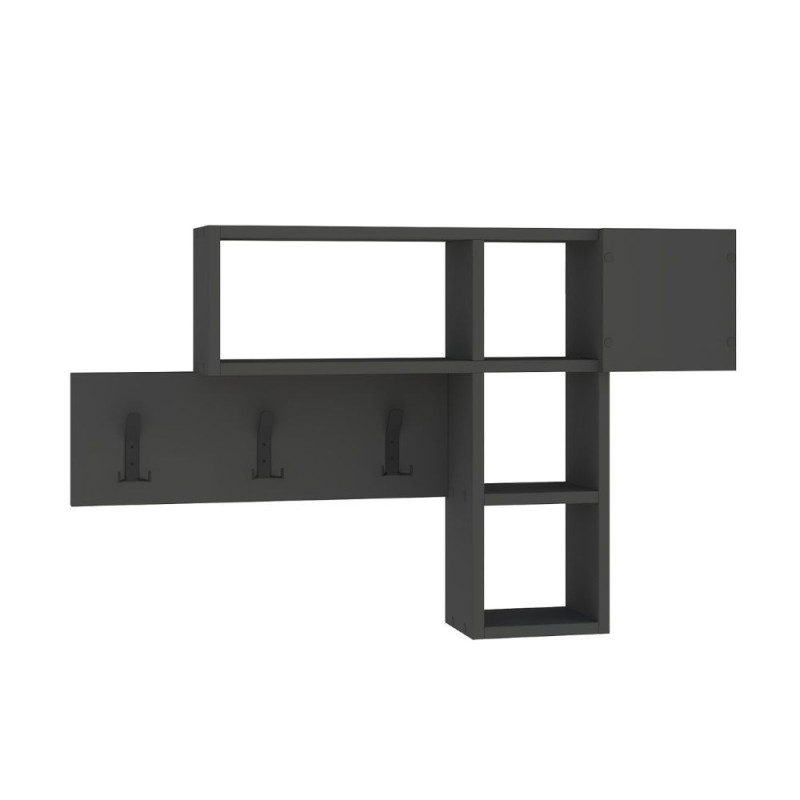 Appendiabiti da parete antracite 3 ganci e 4 nicchie Game moderno