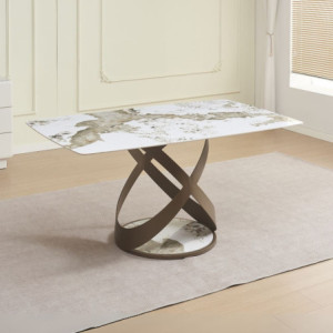 Tavolo fisso Velika ceramica marmo bianco gambe metallo intrecciato