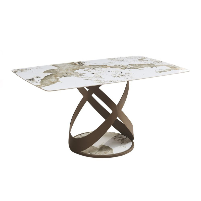 Tavolo fisso Velika ceramica marmo bianco gambe metallo intrecciato