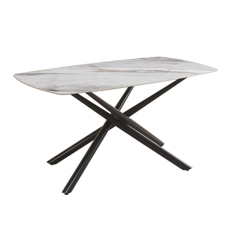 Tavolo fisso Linus ceramica marmo grigio gambe metallo nere