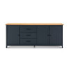 Credenza Miranda 3 ante 3 cassetti legno massiccio blu top pino