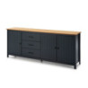 Credenza Miranda 3 ante 3 cassetti legno massiccio blu top pino
