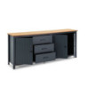 Credenza Miranda 3 ante 3 cassetti legno massiccio blu top pino