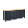 Credenza Miranda 3 ante 3 cassetti legno massiccio blu top pino
