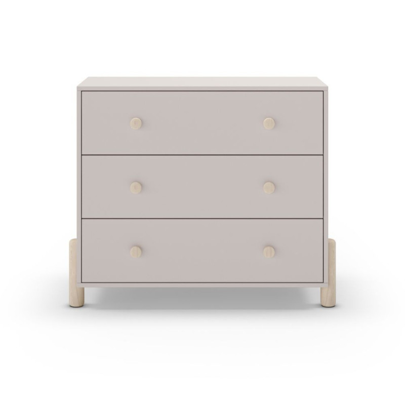 Cassettiera Enola 3 cassetti legno massiccio beige gambe pino