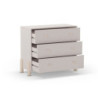 Cassettiera Enola 3 cassetti legno massiccio beige gambe pino