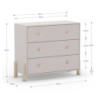 Cassettiera Enola 3 cassetti legno massiccio beige gambe pino