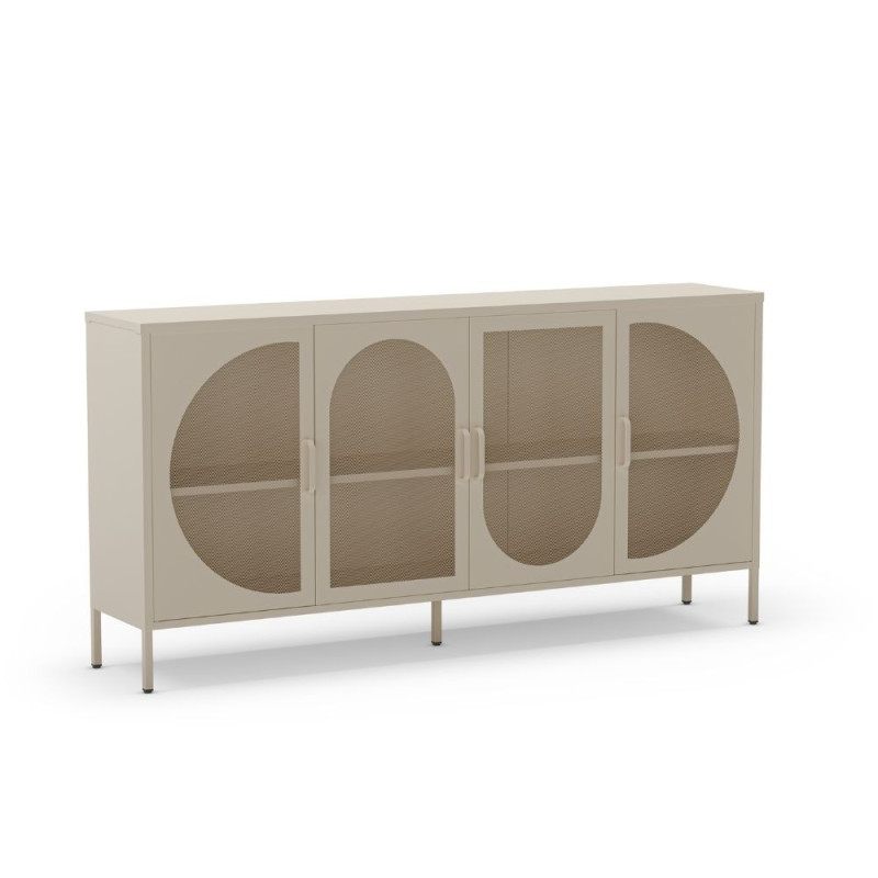Credenza Tayra in metallo crema 160 cm 4 ante moderna