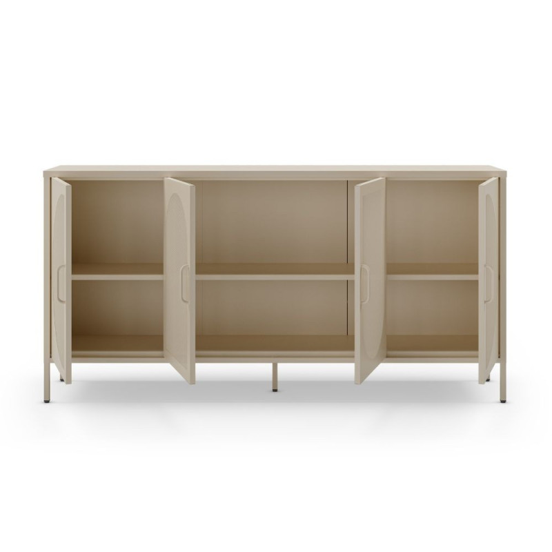 Credenza Tayra in metallo crema 160 cm 4 ante moderna