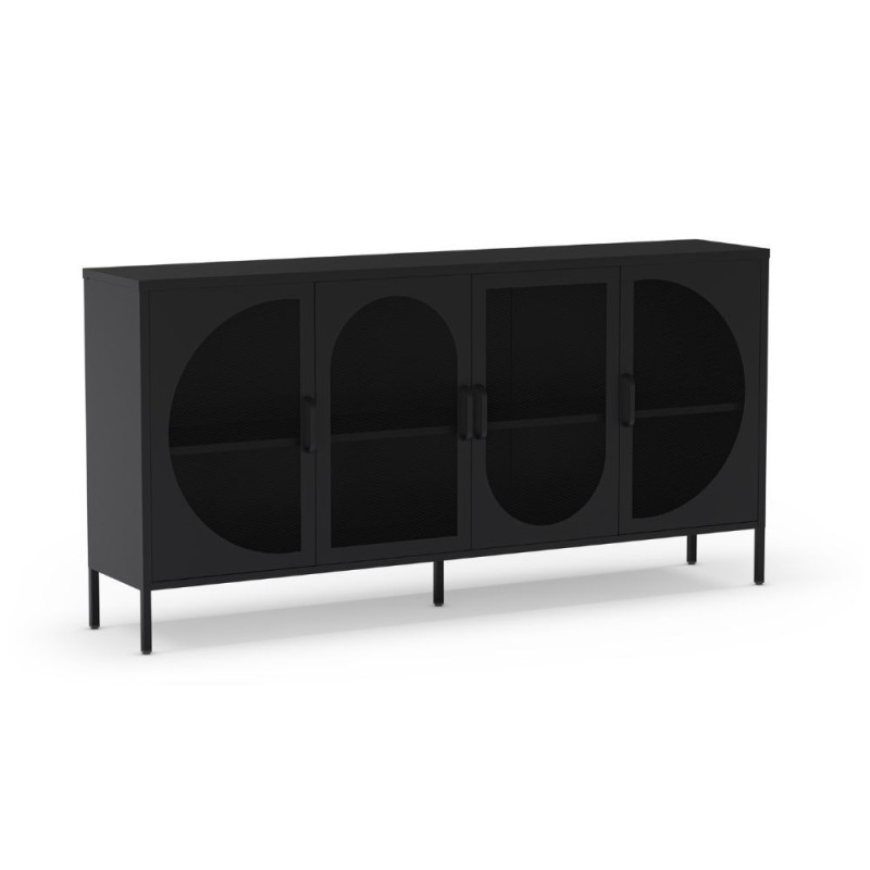 Credenza Tayra in metallo nero 160 cm 4 ante moderna