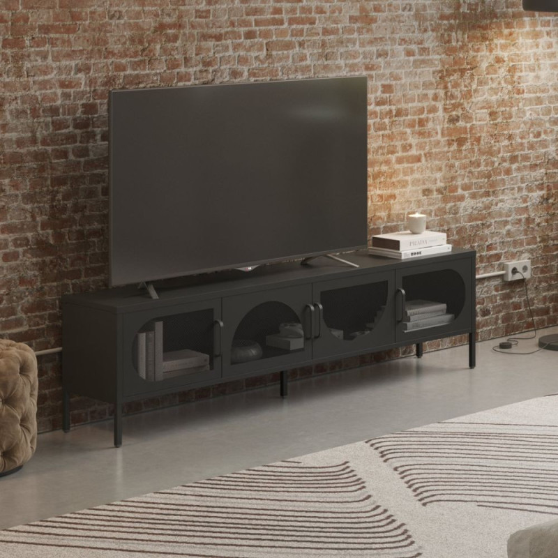 Porta TV Tayra metallo 4 ante 180 cm colore nero moderno
