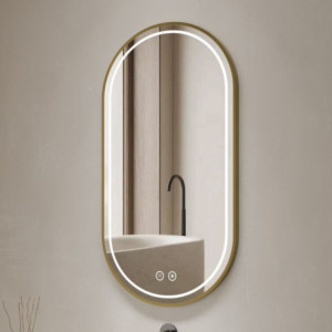 Specchio Smart ovale 90x60 cm cornice oro acciaio inox