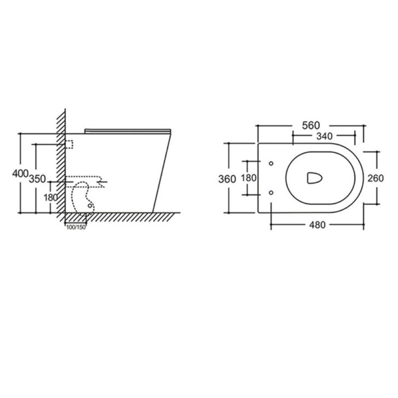 wc pavimento nero opaco rimless | levante shop
