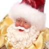 Addobbo Babbo Natale tessuto bordeaux oro Ø11xH25 cm decorazione