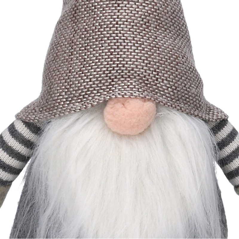 Gnomo tessuto grigio e beige h36 cm decorazione natalizia