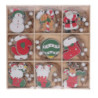 Set 2 Addobbi Legno 27 Pezzi Design Assortiti per Albero