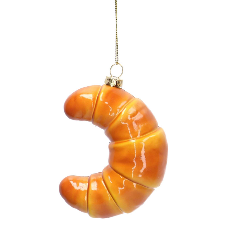Set 6 Addobbi Albero Plastica Croissant H11,5x4 cm Decorazioni