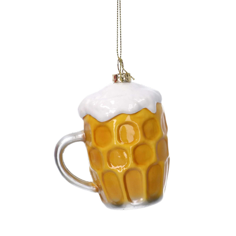 Set 6 Addobbi Albero Plastica Birra H9,3x6 cm Decorazioni Natale