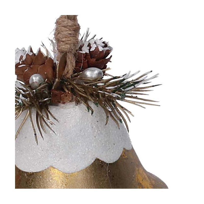 Set 6 Campane Metallo Innevata Oro Ø7,5x7 cm Decorazioni Natale