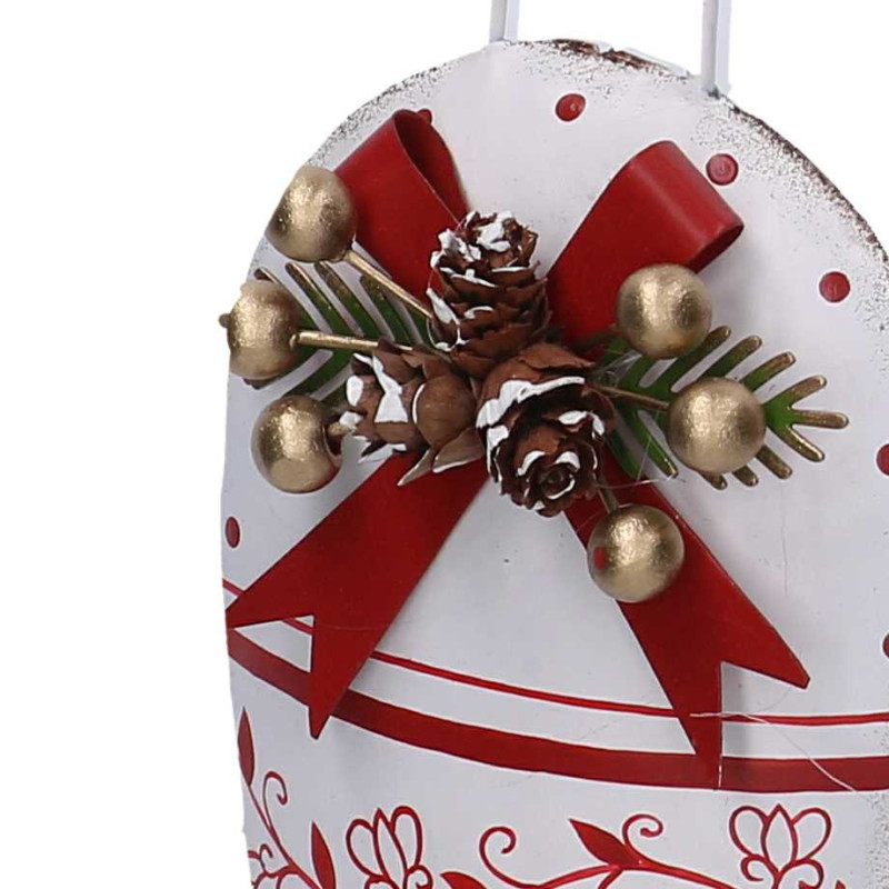 Set 2 Campane Metallo Bianco 8,5x14x35 cm Decorazioni Natale