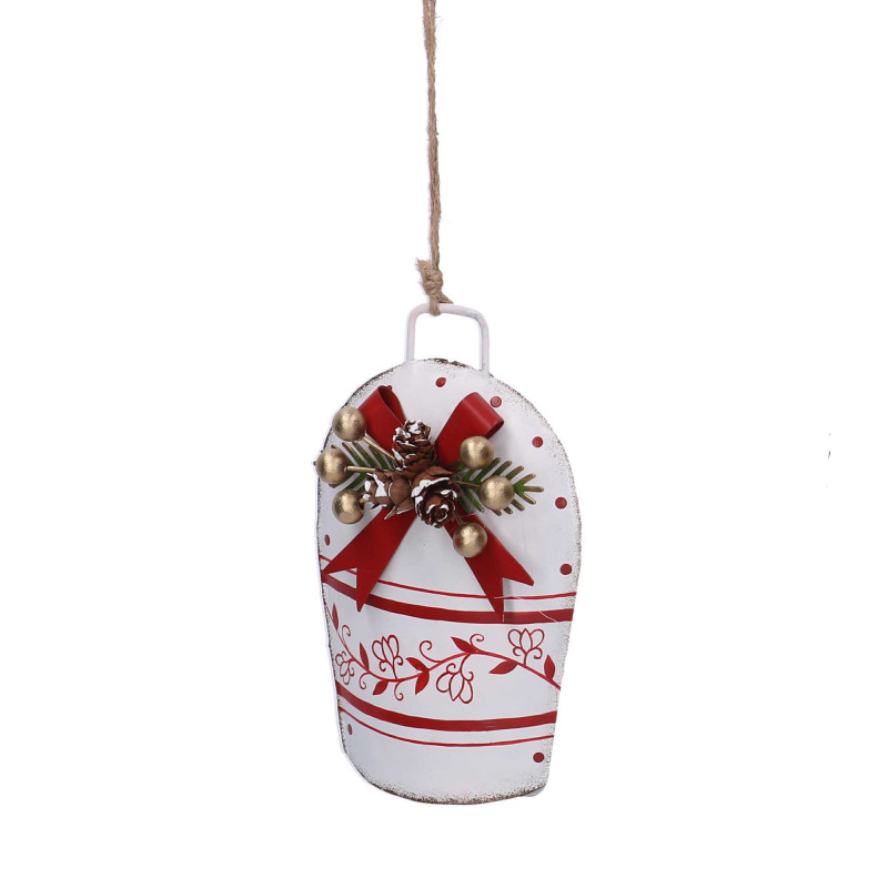 Set 2 Campane Metallo Bianco 8,5x14x35 cm Decorazioni Natale
