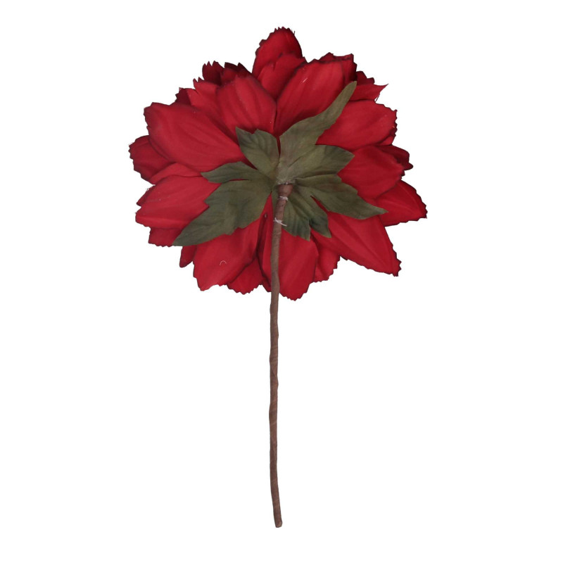 Set 4 Fiori Tessuto Rosso Ø16x11 cm Decorazione Casa e Natale