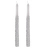 Set 4 Candele Paraffina Argento e Bianco Ø2,2x25 cm Natale