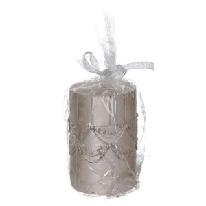 Set 2 Candele Paraffina Argento Ø7x10,5 cm Decorazioni Natale