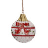 Set 6 Addobbi Sfera Metallo con Fiocco 2 Colori 9x11 cm Natale
