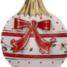 Set 6 Addobbi Sfera Metallo con Fiocco 2 Colori 9x11 cm Natale