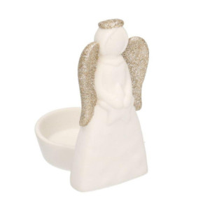Zoom Set di 4 Portacandele ceramica bianco oro angelo1p 2 assortiti cm 8x6h11