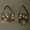 Set di 2 Quadri LED Legno Gnomo Blu 15x21x2 cm Decorazione