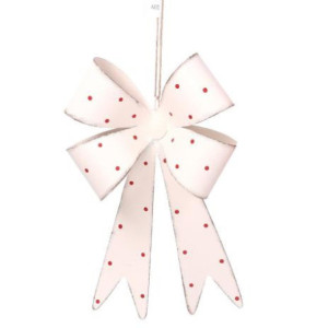 Set 2 Fiocchi Metallo Bianco 25x16x4 cm Decorazione Casa
