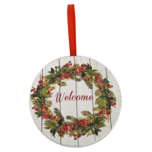 Zoom Set di 2 Addobbi legno led ghirlanda multicolor tondo cm 12,7x12,7h1,8