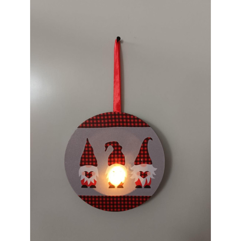 Set 2 Addobbi Legno LED Gnomi Multicolor Ø12,7xH1,8 cm Natale