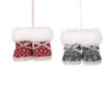 Set di 4 Scarpe Tessuto Rosso Blu 4x4x7 cm Decorazioni Natale
