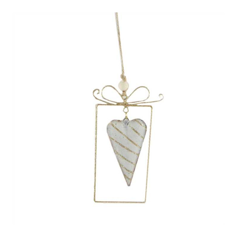 Set 3 Pacchi Regalo Metallo Cuore Oro 10x2x17 cm Decorazione