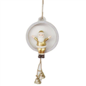 Set 4 Babbi Natale Legno Campanello Oro 9x3x21 cm Natale