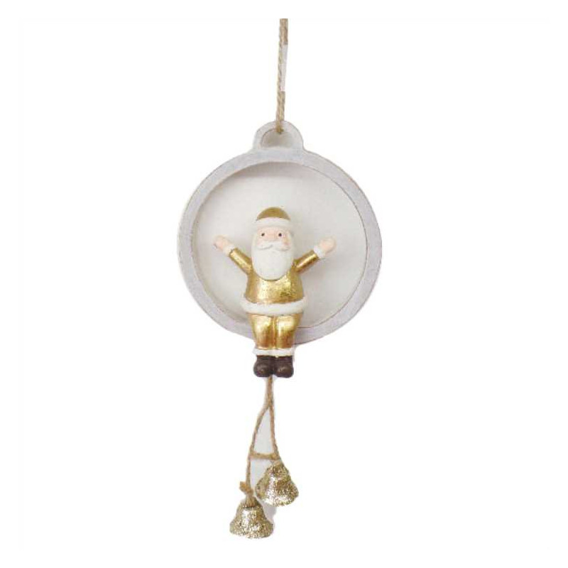 Set 4 Babbi Natale Legno Campanello Oro 9x3x21 cm Natale