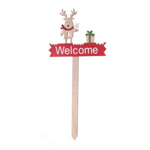 Set 4 Cartelli Legno Renna Rosso 21x0,5x48,5 cm Natale