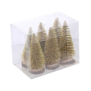 Set 2 Alberi Oro Ø7xH8 cm Confezione 6 pz Decorazioni Natale