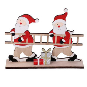Zoom Set di 3 Babbi Natale legno rosso cm 22x5h17,5