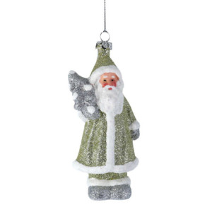 Set 4 Babbi Natale Plastica con Albero Oro 5,8x4,5x11,4 cm