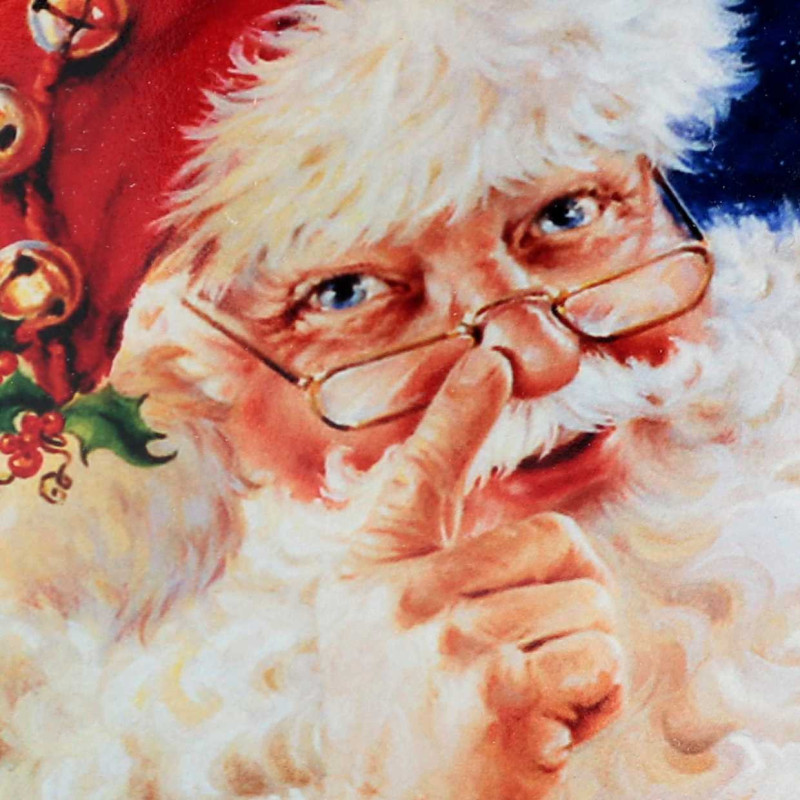 Set 3 Mattonelle Ceramica Babbo Natale Tondo 18x18x0,6 cm