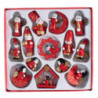 Set 2 Addobbi Albero Legno Rosso Oro 20,5x19,5xH3 cm 14 pz Natale