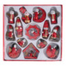 Set 2 Addobbi Albero Legno Rosso Oro 20,5x19,5xH3 cm 14 pz Natale